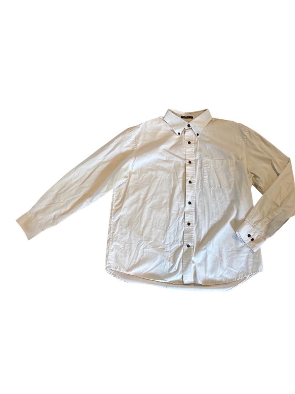 Arrow Mens Dress Shirt Large White Long Sleeve Button Up Wood Look Buttons